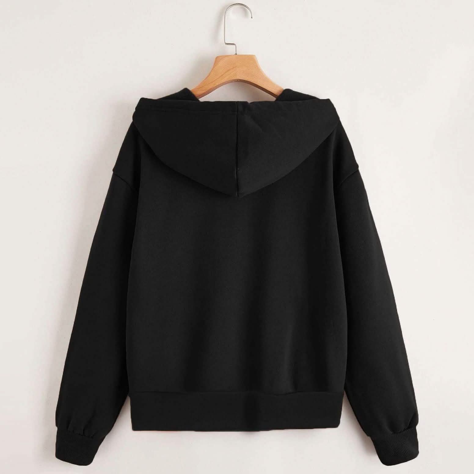 Zip Up Drop Shoulder Drawstring Hoodie