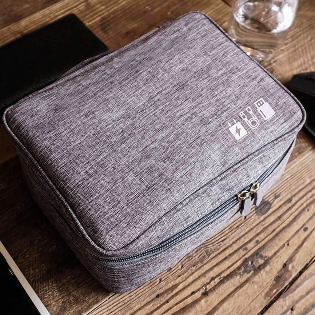 Zippered Cable Compartment Bag for Electronics Storage