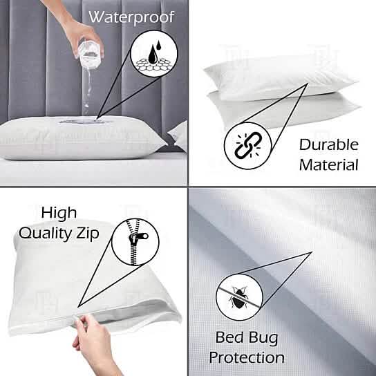 Zippered Waterproof Bed Bug/Dust Mite Fabric Pillow Covers