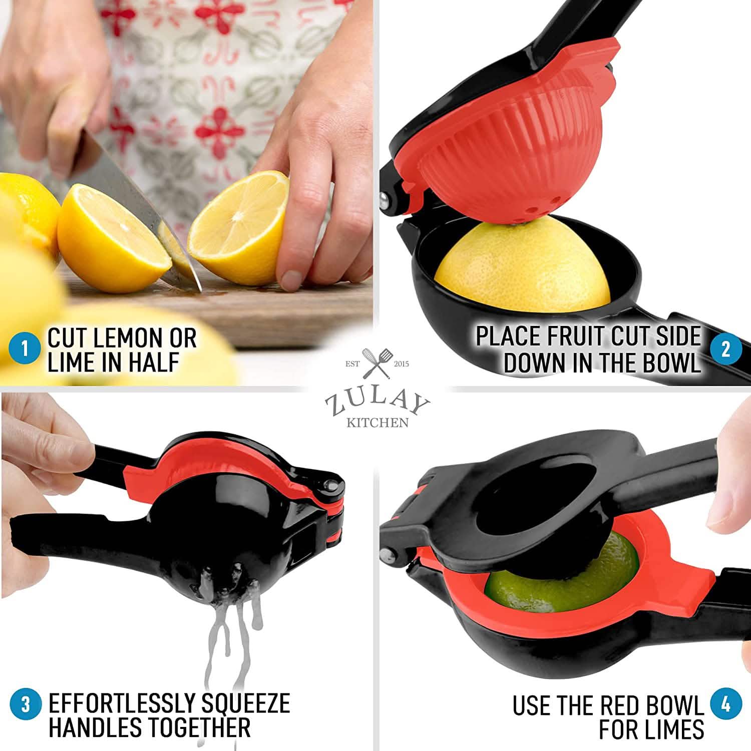 Zulay Metal 2-in-1 Lemon Lime Squeezer